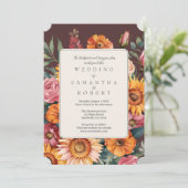 Invitation Mariage de automne de bordure floral gras (Debout devant)