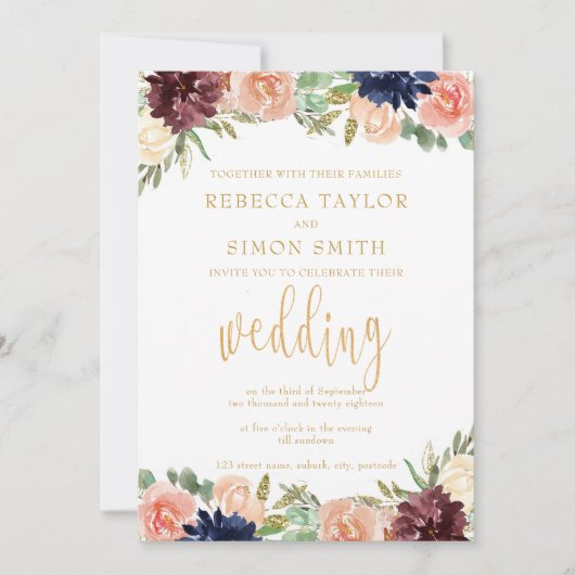 Invitation Mariage de automne de Bourgogne (Devant)