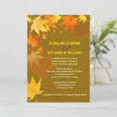 Invitation Mariage de automne de Burlap Rustique Feuille Mapl (Debout devant)
