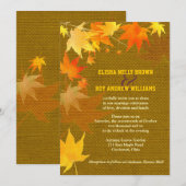 Invitation Mariage de automne de Burlap Rustique Feuille Mapl (Devant / Derrière)