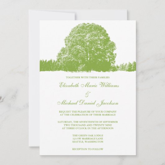 Invitation Mariage de automne de chêne vert (Devant)