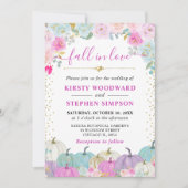 Invitation Mariage de automne de Citrouille de fleurs violet  (Devant)