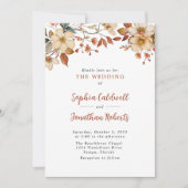 Invitation Mariage de automne de code QR Fleur sauvage rustiq (Devant)