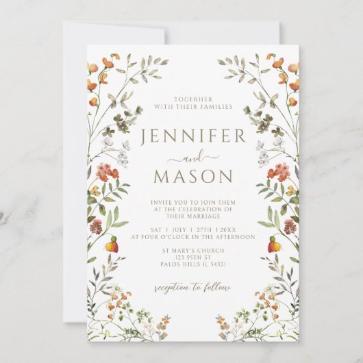 Invitation Mariage de automne de fleurs de prairie d'automne (Devant)