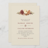Invitation Mariage de automne de fleurs rustiques (Devant / Derrière)