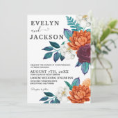 Invitation Mariage de automne de photos florales de Boho Bour (Debout devant)