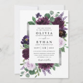 Invitation Mariage de automne de pivoine gris violet gris arg (Devant)