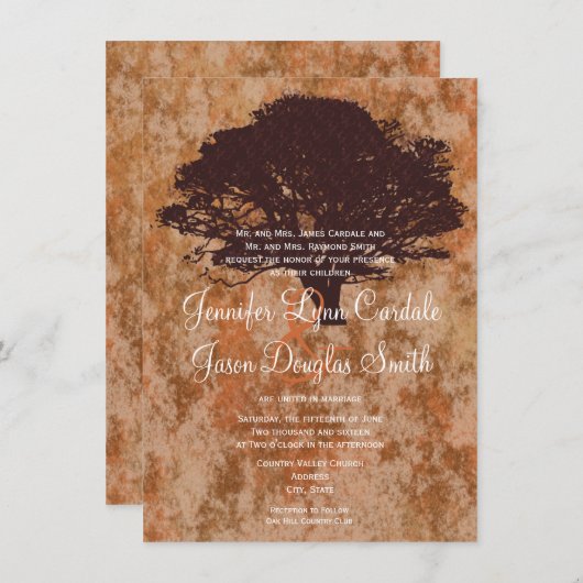 Invitation Mariage de automne de silhouette en chê (Devant / Derrière)