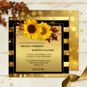 Invitation Mariage de automne de tournesol à rayures noires d