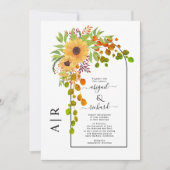 Invitation Mariage de automne de tournesol jaune, arc et init (Devant)