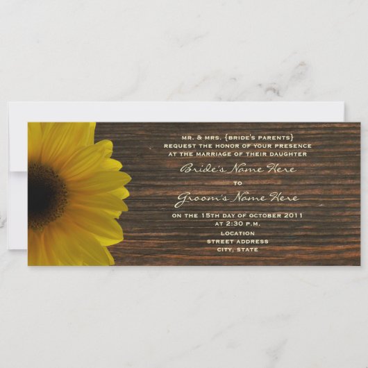 Invitation Mariage de automne de tournesol jaune e (Devant)