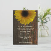 Invitation Mariage de automne de tournesol jaune et de bois d (Debout devant)