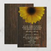 Invitation Mariage de automne de tournesol jaune et de bois d (Devant / Derrière)