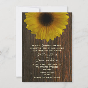 Invitation Mariage de automne de tournesol jaune et de bois d