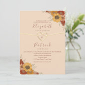 Invitation Mariage de automne de tournesol rustiqu (Debout devant)