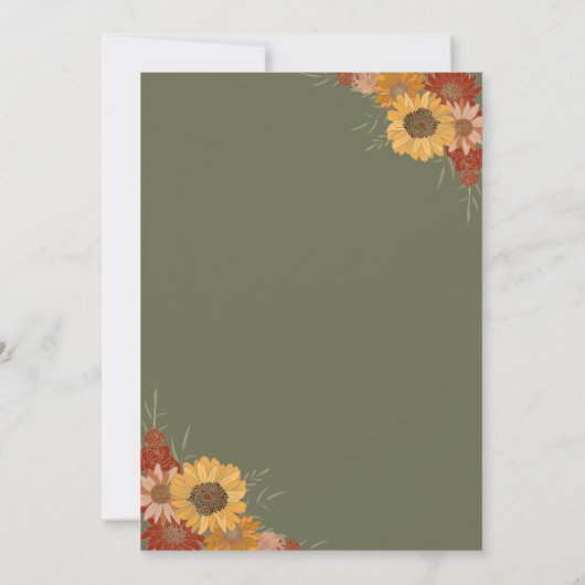 Invitation Mariage de automne de tournesol rustiqu (Dos)
