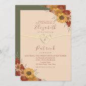Invitation Mariage de automne de tournesol rustiqu (Devant / Derrière)