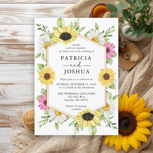 Invitation Mariage de automne de tournesol rustiqu