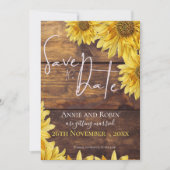Invitation Mariage de automne De Tournesol Rustique En Bois E (Devant)