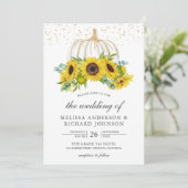 Invitation Mariage de automne de tournesols Citrouille blanc  (Debout devant)