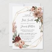 Invitation Mariage de automne de verdure orange pâle de Bourg (Devant)