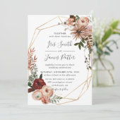 Invitation Mariage de automne de verdure orange pâle de Bourg (Debout devant)