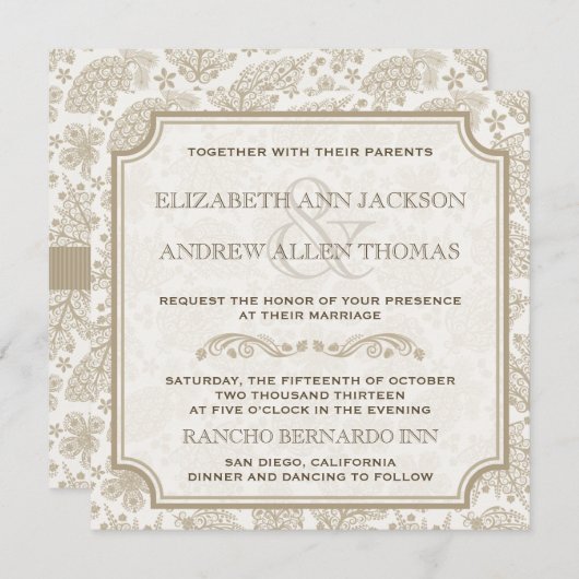 Invitation Mariage de automne des Feuilles de la d (Devant / Derrière)