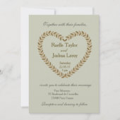 Invitation mariage de automne d'olive coeur feuill (Devant)