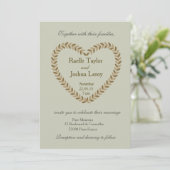 Invitation mariage de automne d'olive coeur feuill (Debout devant)