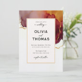 Invitation Mariage de automne d'or orange bordeaux moderne (Debout devant)