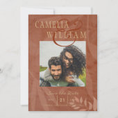 Invitation Mariage de automne D'Or Terracotta PHOTO Enregistr (Devant)