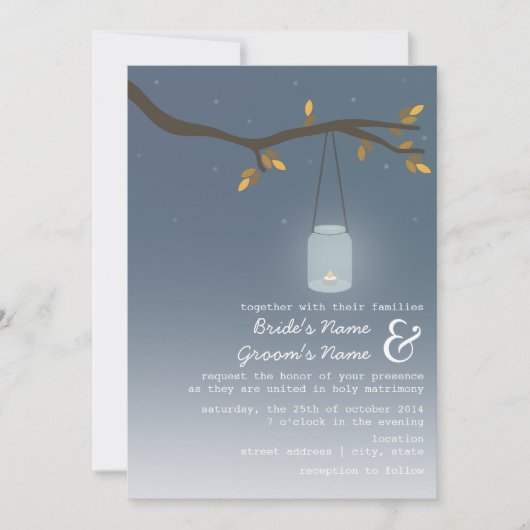 Invitation Mariage de automne Du Soir - Mason Jar Aux Chandel (Devant)