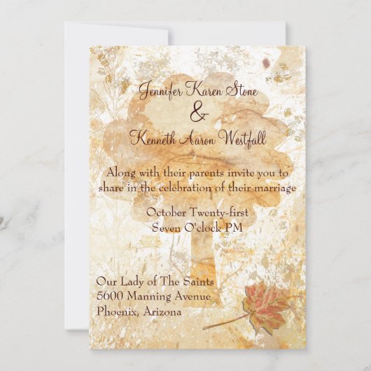 Invitation Mariage de automne élégante (Devant)