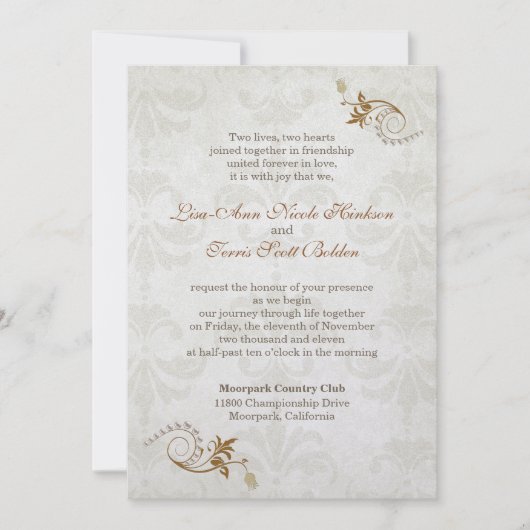 Invitation Mariage de automne élégante 2b (Devant)