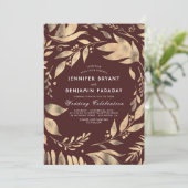 Invitation Mariage de automne Feuille Burgundy et Gold Elegan (Debout devant)