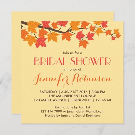 Invitation Mariage de automne Feuille de Maple (Devant / Derrière)