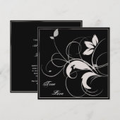 Invitation Mariage de automne Feuille noir et arge (Devant / Derrière)