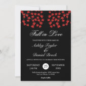Invitation Mariage de automne Feuille Russe Noir Et Blanc Rou (Devant)