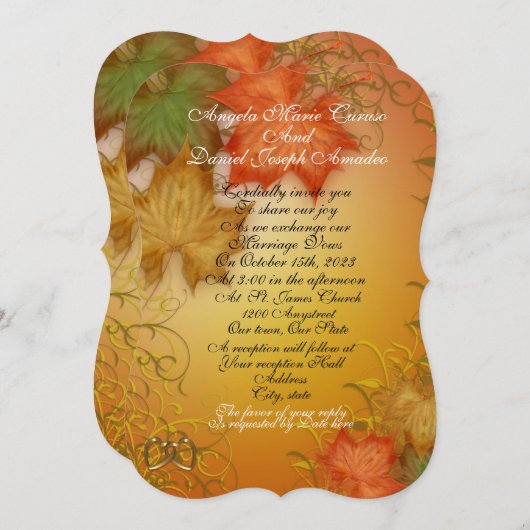 Invitation mariage de automne Feuilles d'automne (Devant / Derrière)