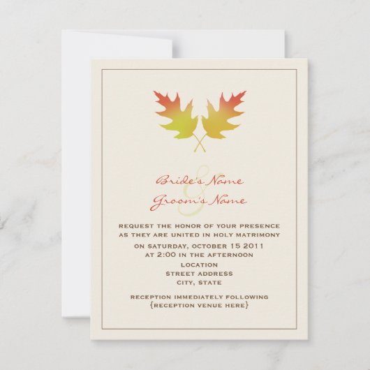 Invitation Mariage de automne - Feuilles de chêne (Devant)
