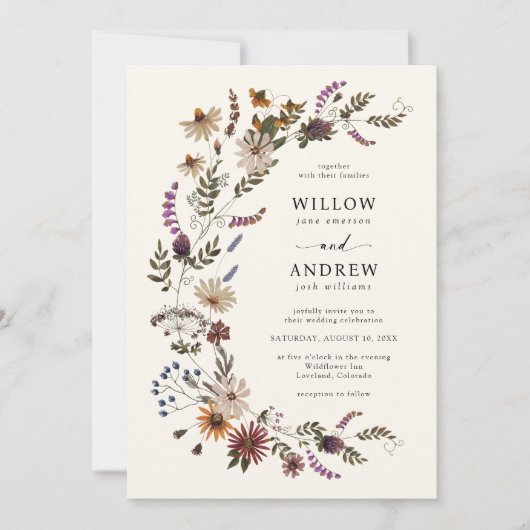Invitation Mariage de automne fleur sauvage (Devant)