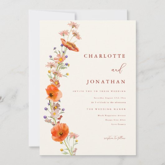 Invitation Mariage de automne Fleur sauvage Boho (Devant)