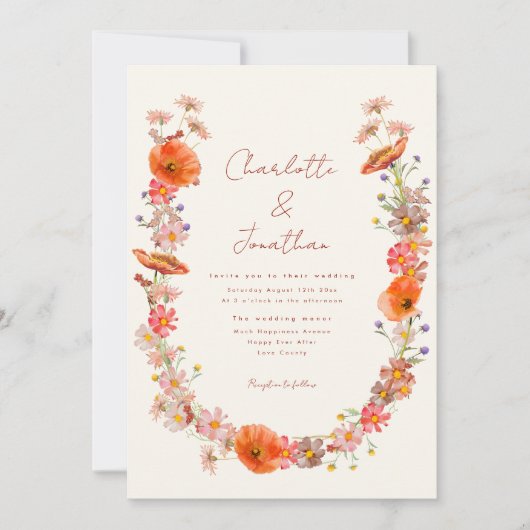 Invitation Mariage de automne Fleur sauvage Boho (Devant)
