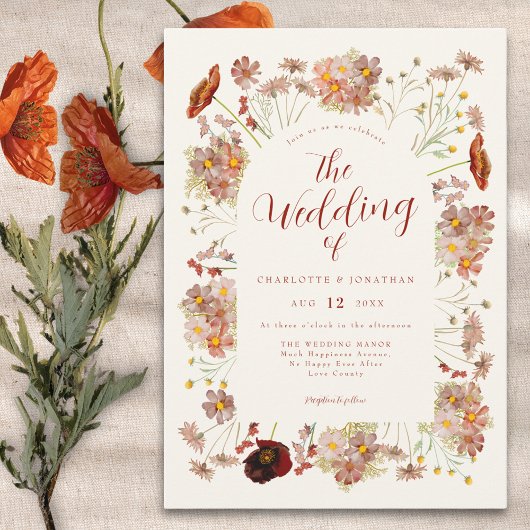 Invitation Mariage de automne Fleur sauvage Boho