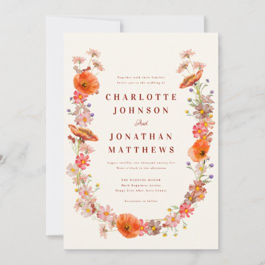Invitation Mariage de automne Fleur sauvage Boho (Devant)