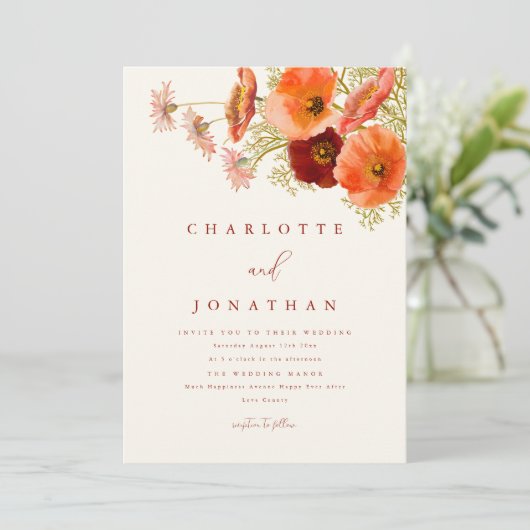 Invitation Mariage de automne Fleur sauvage moderne (Debout devant)