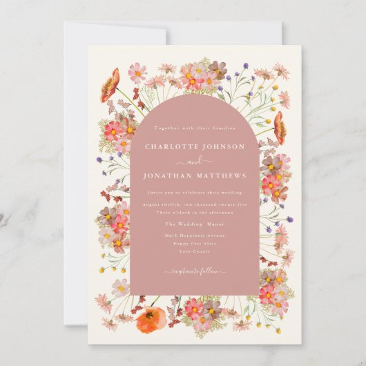 Invitation Mariage de automne Fleur sauvage séché Boho (Devant)