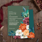 Invitation Mariage de automne fleuri Sage green Terracotta