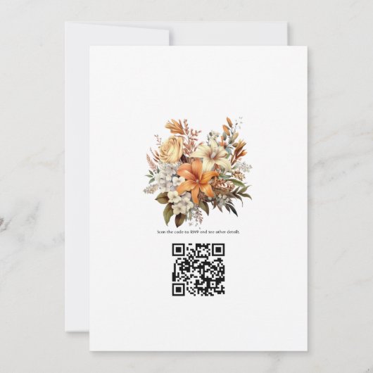 Invitation Mariage de automne floral beige à châtaignier (Dos)