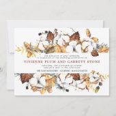 Invitation Mariage de automne Floral blanc et Feuille or (Devant)